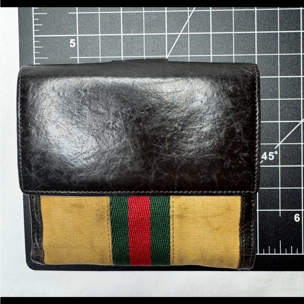 Gucci Vintage Bifold Wallet Sherry Line Leather/canvas w/ COA and box!!! - Picture 4 of 17